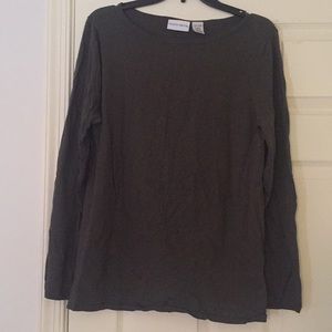 Jaclyn Smith olive green long sleeve top